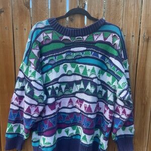 Vintage Made In America Multicolor Patterned Crewneck Sweater